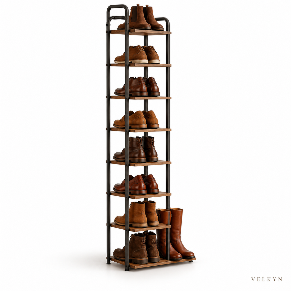 Tour à chaussures étroite avec huit niveaux de rangement