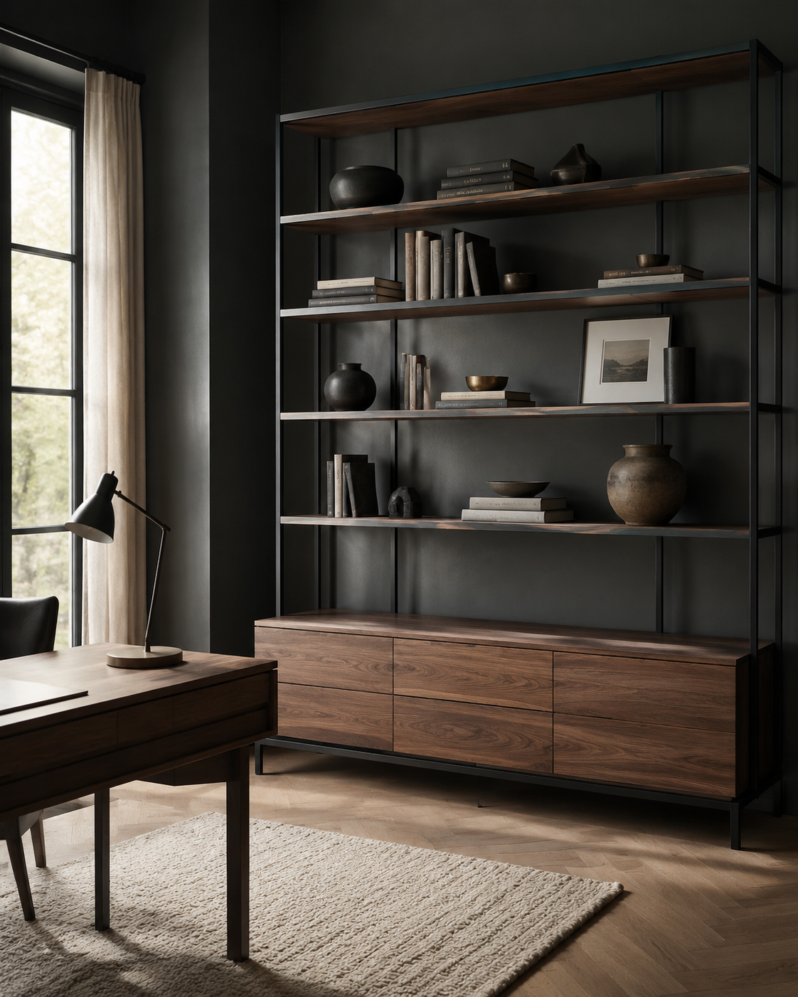 Collection Bureau Velkyn — mobilier noir et bois