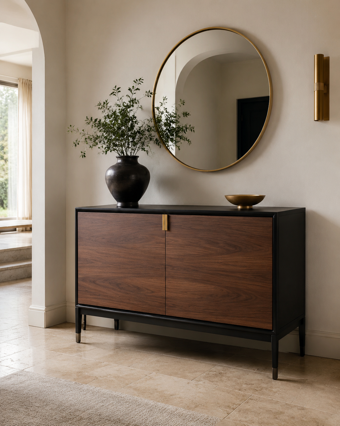 Collection Salon et Entrée Velkyn — mobilier noir et bois