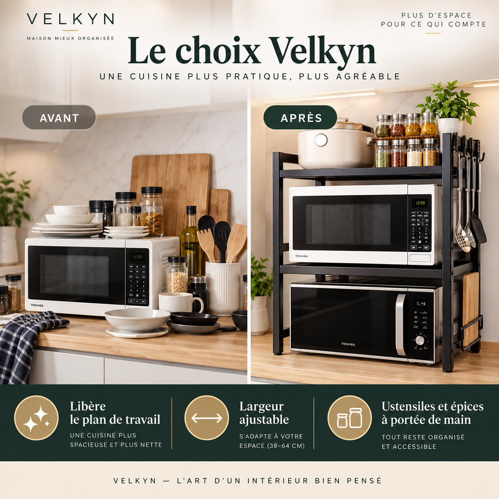 Étagère micro-ondes 3 niveaux – Rangement cuisine