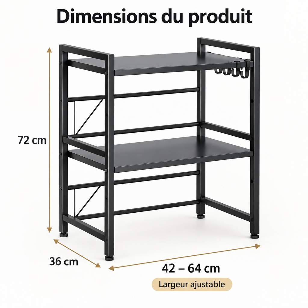 Étagère micro-ondes 3 niveaux – Rangement cuisine