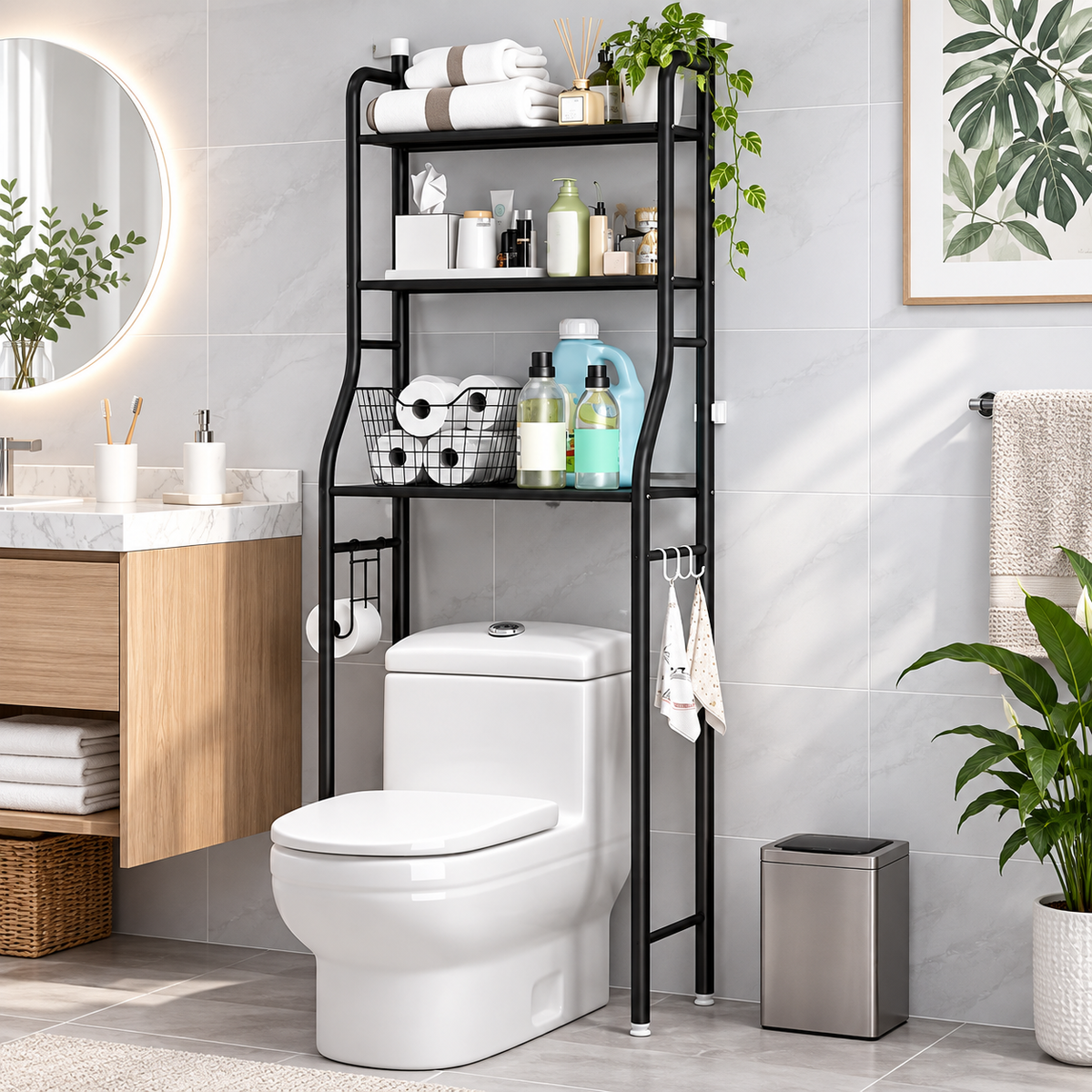 Étagère WC – 3 niveaux, métal