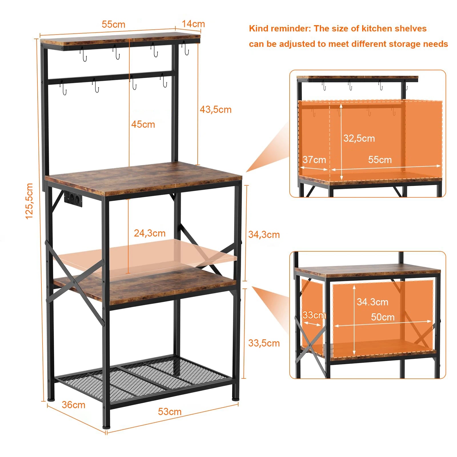 Étagère de cuisine pour micro-ondes – 3 niveaux – vue produit 6