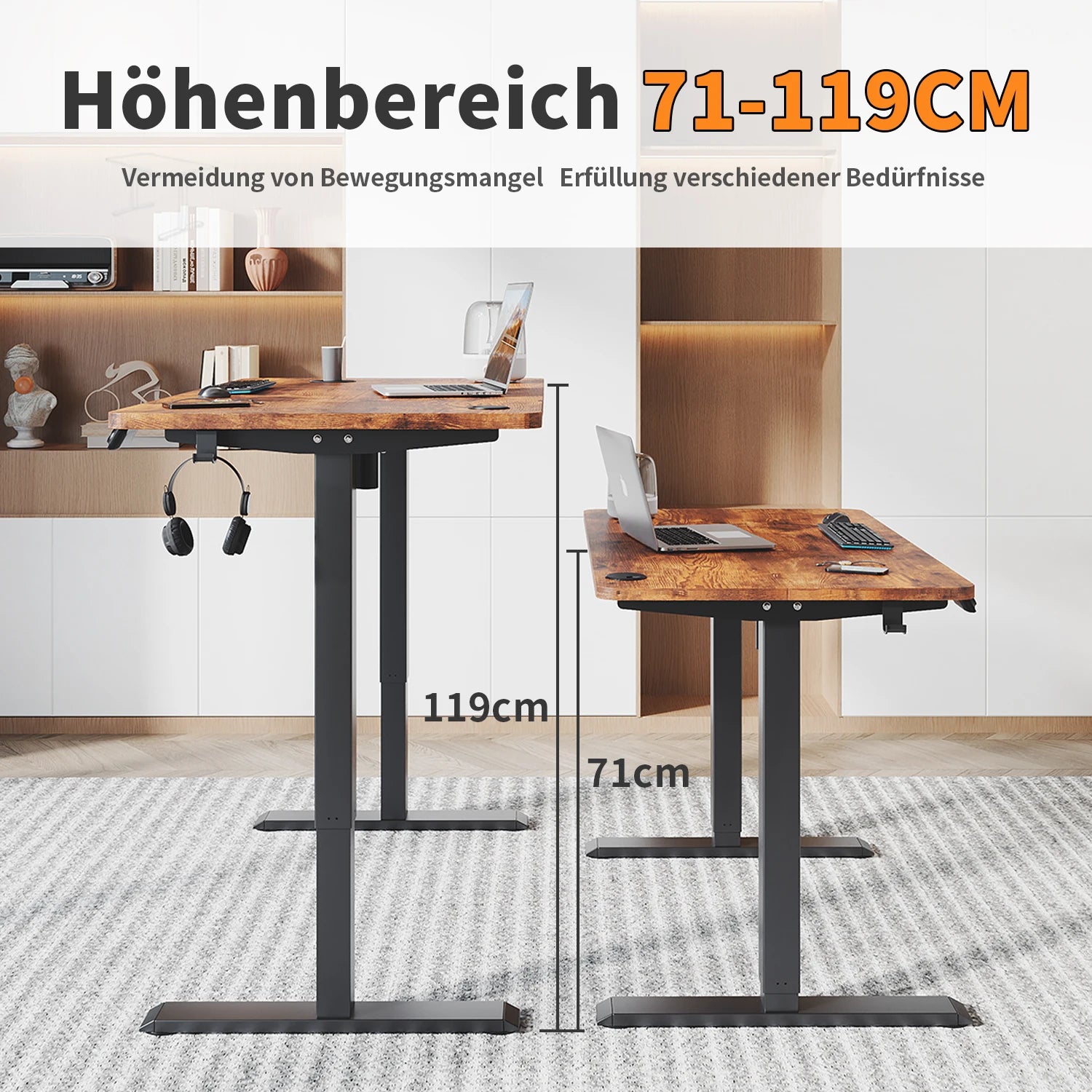 Bureau électrique Devoko – Plateau 120 × 60 cm – vue produit 4