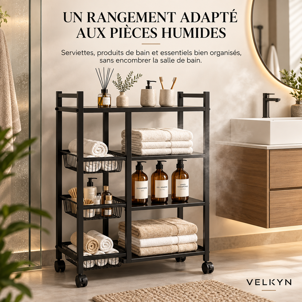 Desserte de cuisine mobile – 4 niveaux