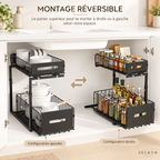 Organiseur coulissant sous évier – 2 niveaux