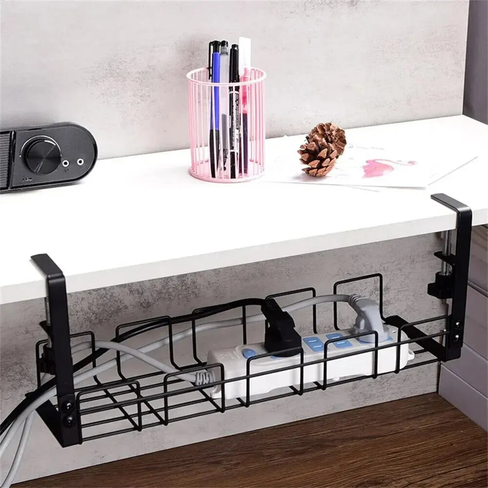 Range-câbles sous bureau – Métal noir – vue produit 3
