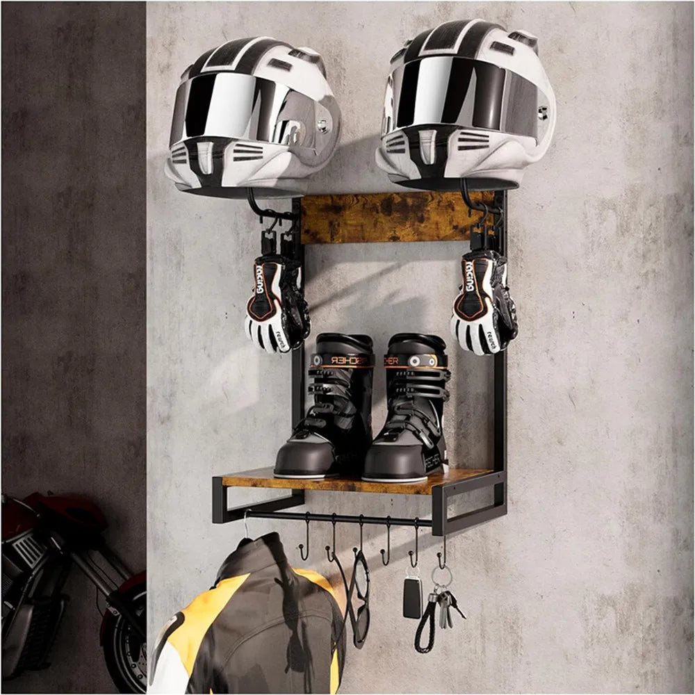 Support mural pour casque et équipement moto – Métal noir – vue produit 4