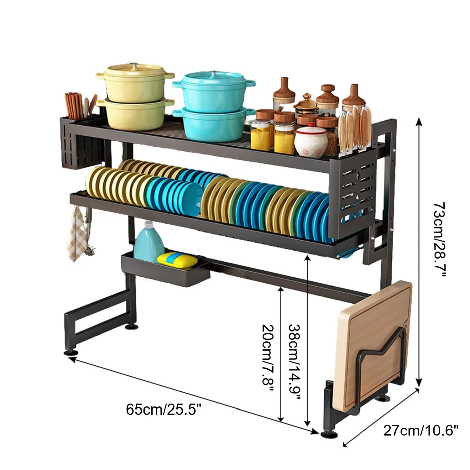 Dimensions et dégagements du modèle Double niveau 65 cm