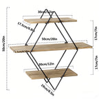 Étagère murale Diamant – Bois et métal noir – vue produit 5