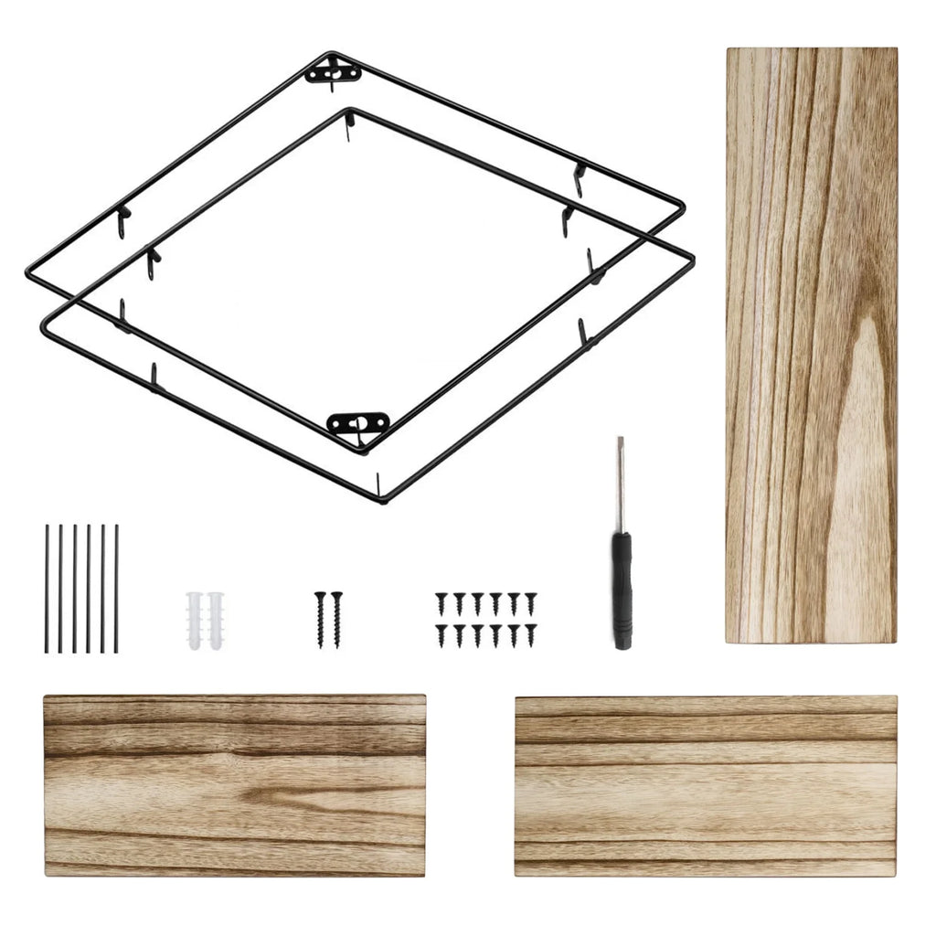 Étagère murale Diamant – Bois et métal noir – vue produit 7