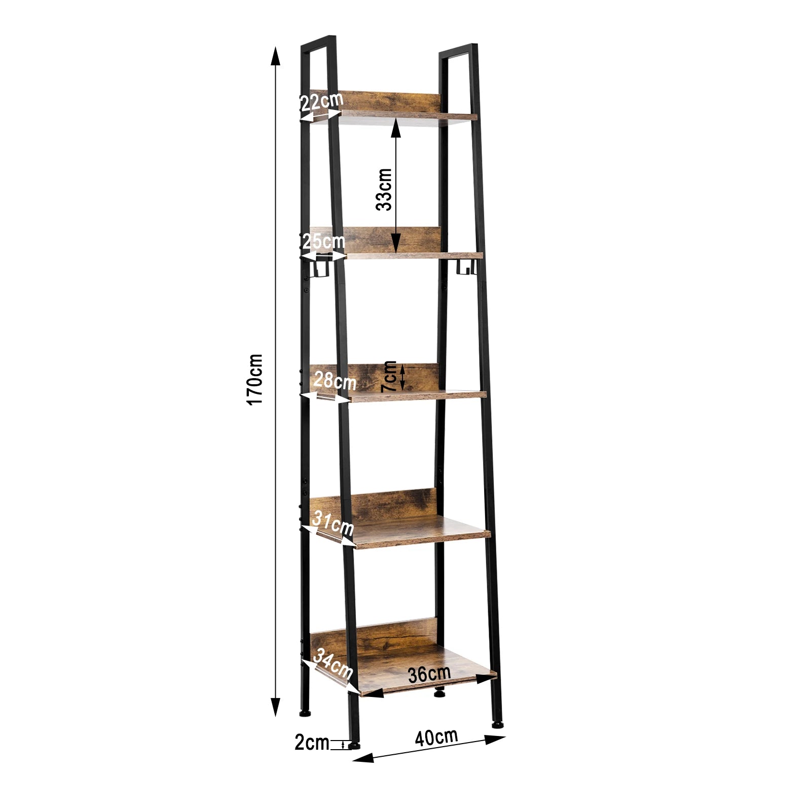 Bibliothèque échelle WOLTU – 5 niveaux – vue produit 4