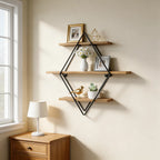 Étagère murale Diamant – Bois et métal noir – vue produit 9
