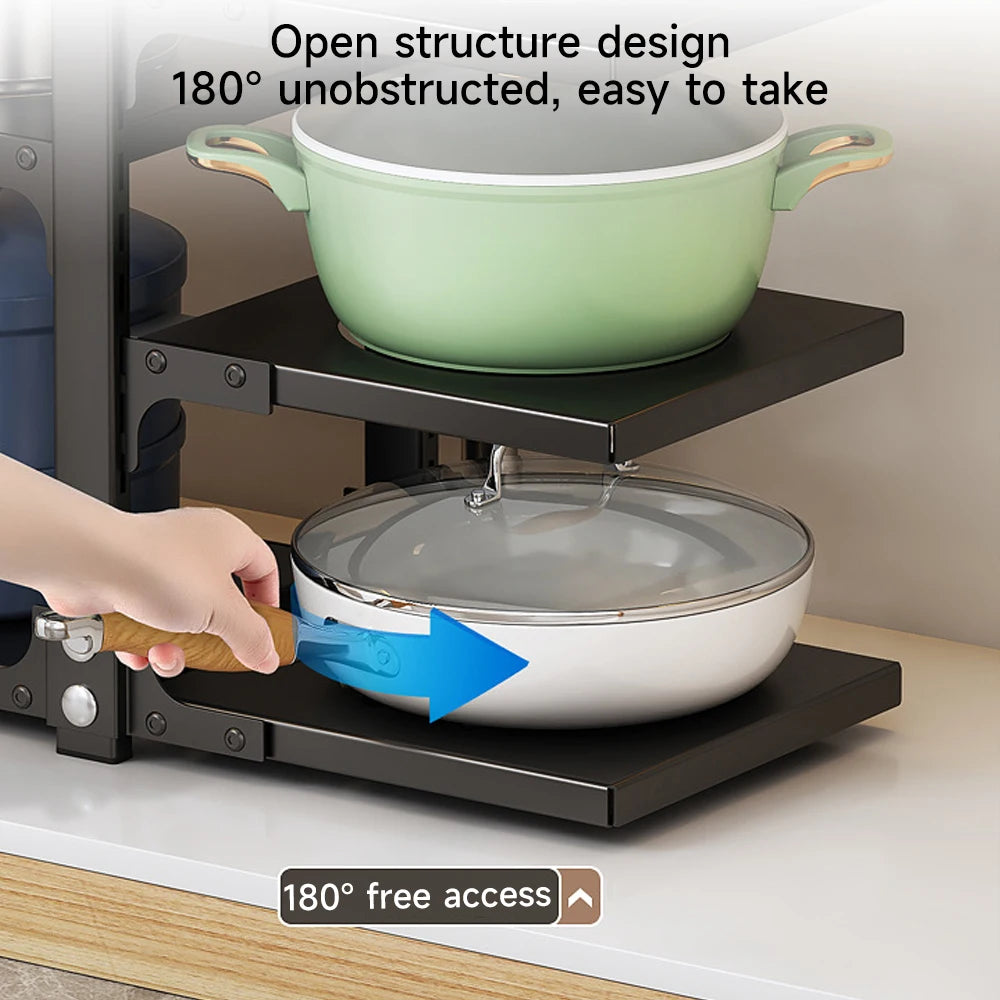 Organiseur réglable pour casseroles – Acier noir – vue produit 5