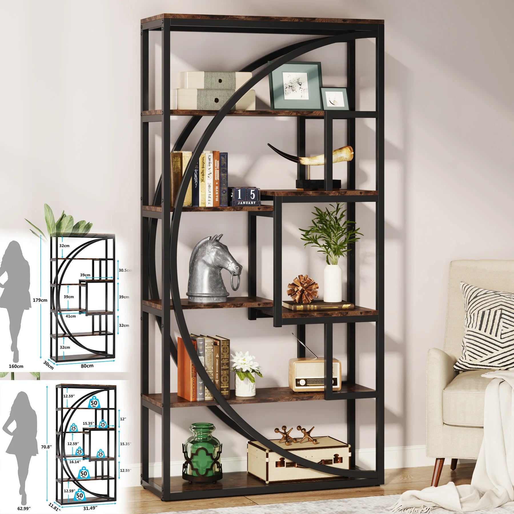Bibliothèque industrielle Tribesigns – 5 niveaux – vue produit 14
