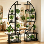 Étagère demi-lune pour plantes – 6 niveaux sur roulettes – vue d’ensemble