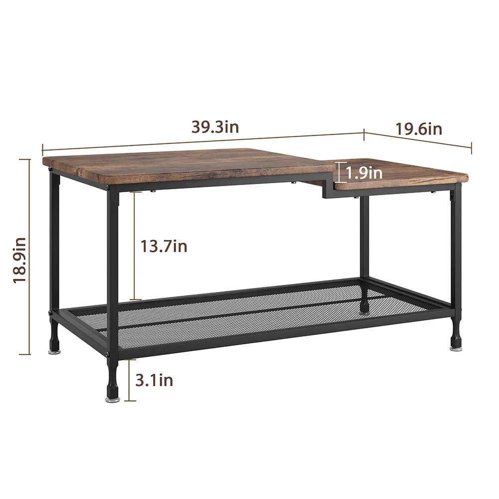 Table basse industrielle – 2 niveaux – vue produit 9