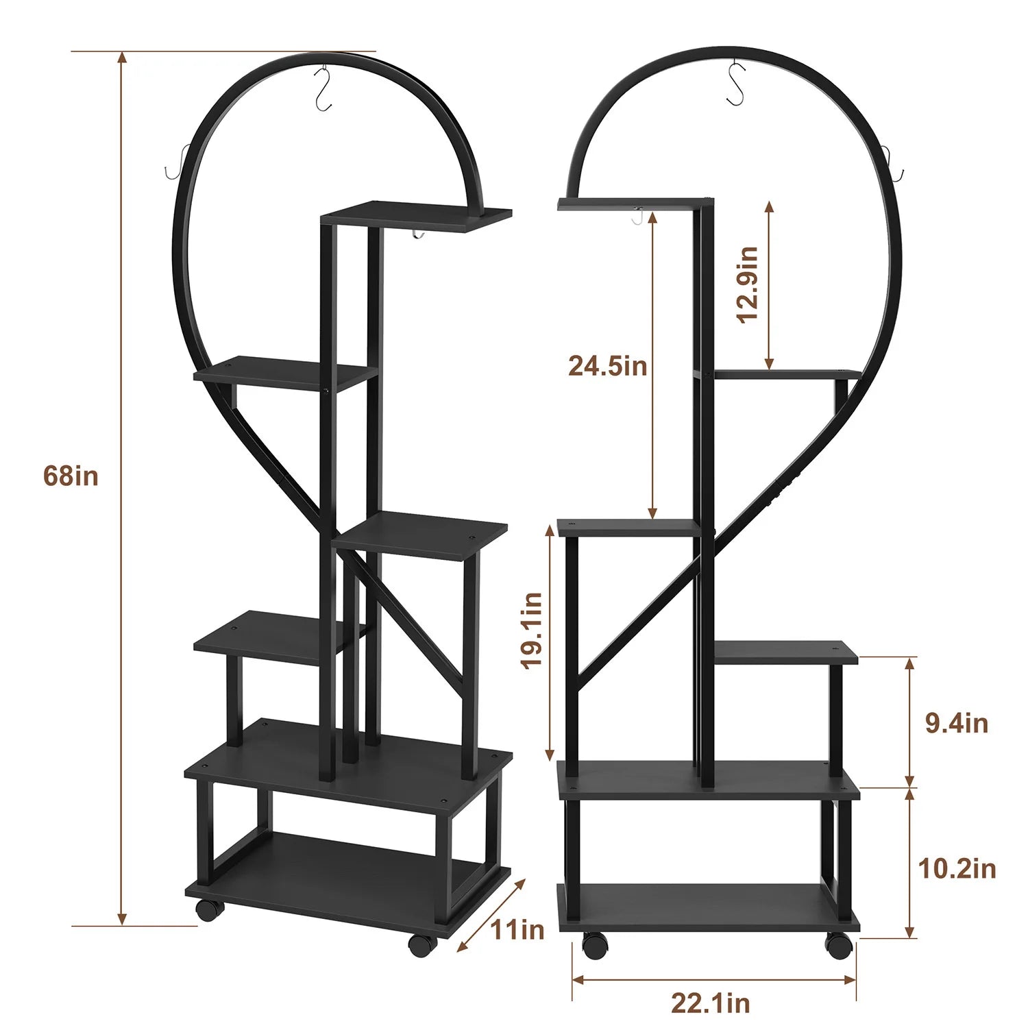 Supports pour plantes Cœur – Lot de 2 – vue produit 4