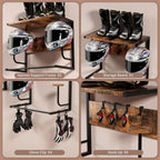 Support mural pour casque et équipement moto – Métal noir – vue produit 3