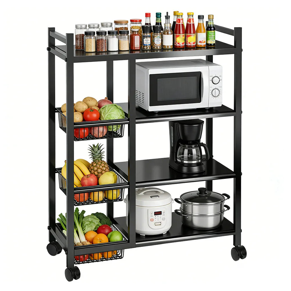 Desserte de cuisine mobile – 4 niveaux – vue d’ensemble