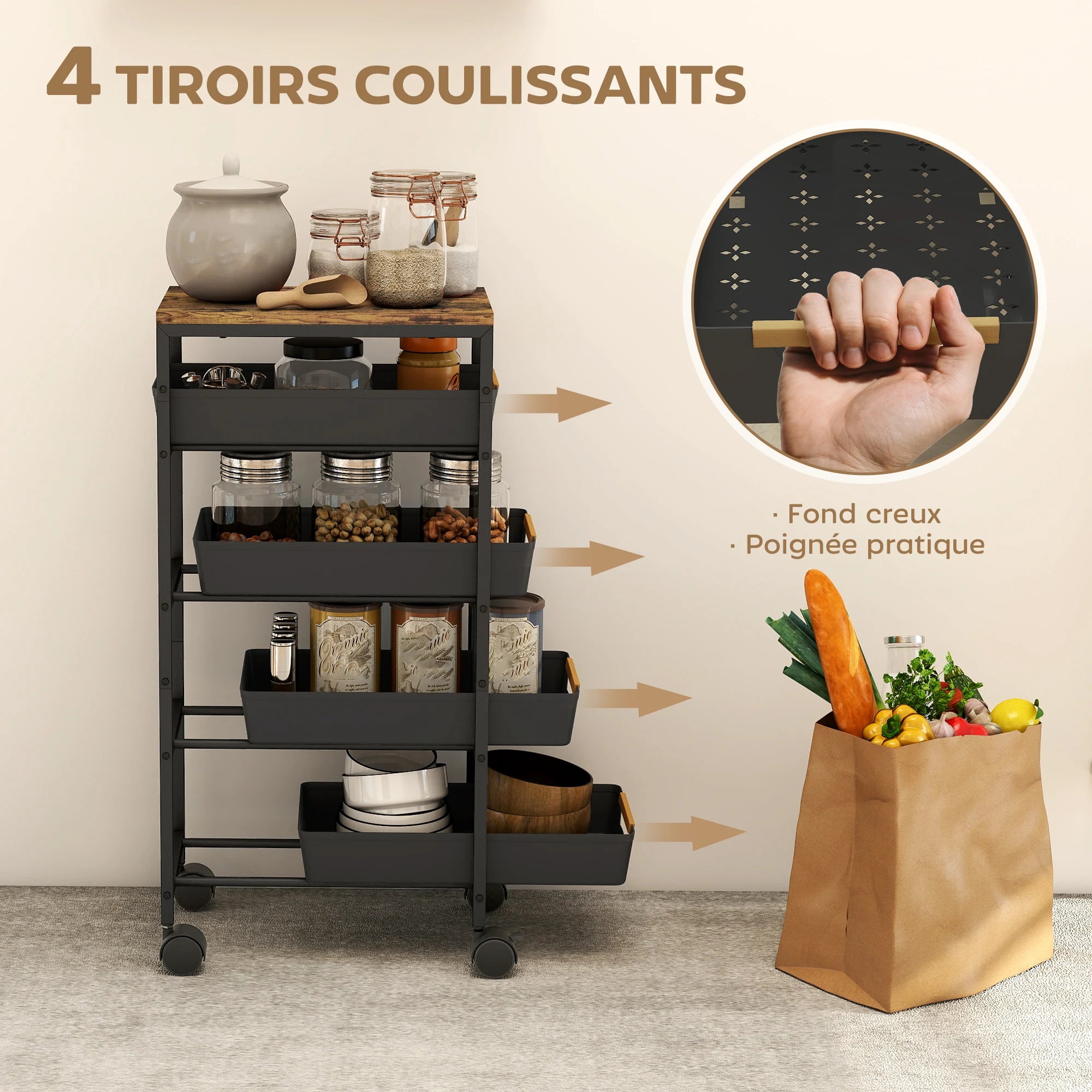 Desserte de cuisine HOMCOM – 5 niveaux – vue produit 3