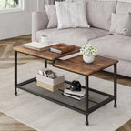 Table basse industrielle – 2 niveaux – vue d’ensemble