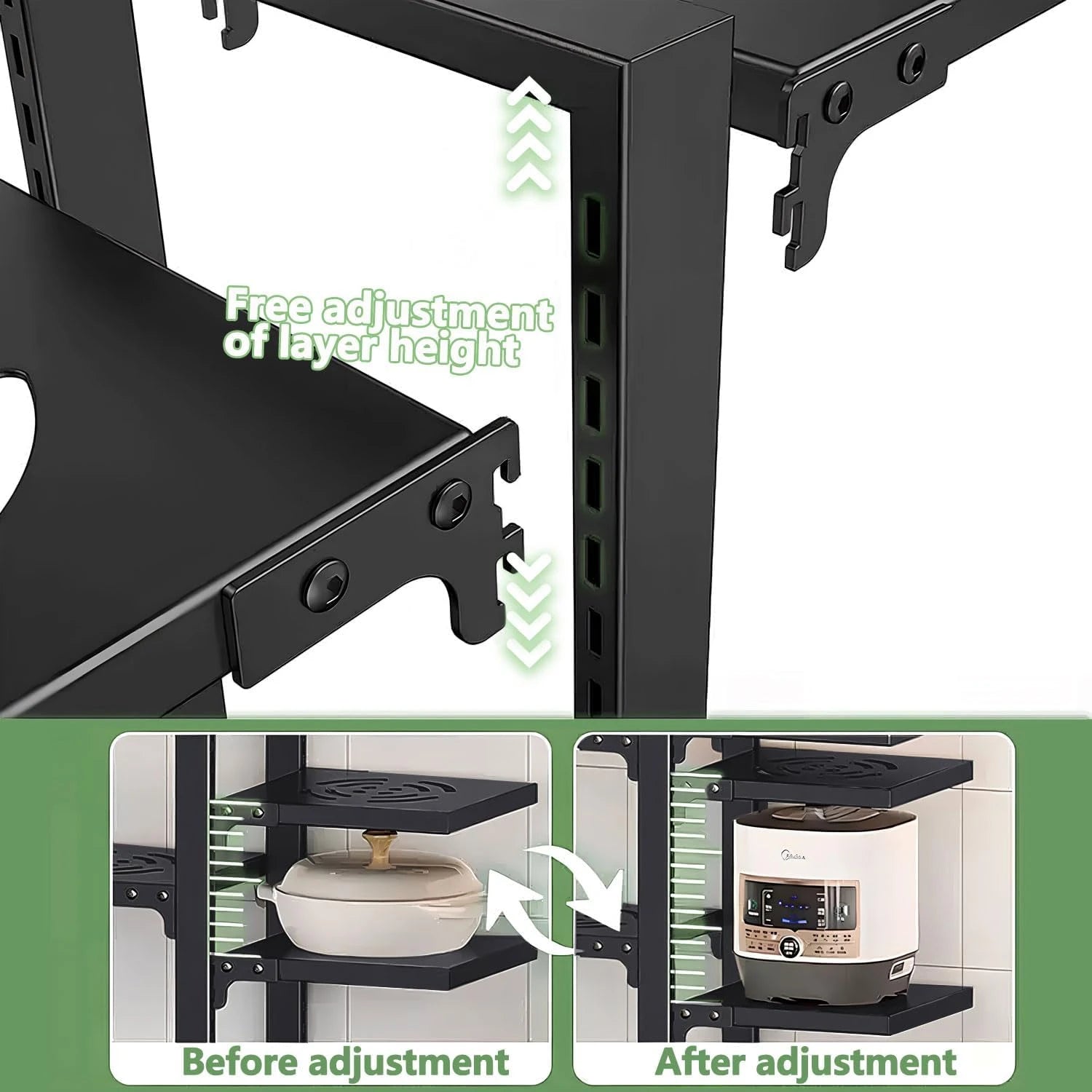 Organiseur réglable pour casseroles – Acier noir – vue produit 2
