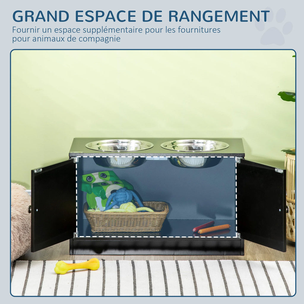 Support de gamelles surélevé – 2 bols inox de 2 L