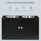 Support de gamelles surélevé – 2 bols inox de 2 L