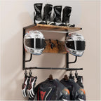 Support mural pour casque et équipement moto – Métal noir – vue d’ensemble