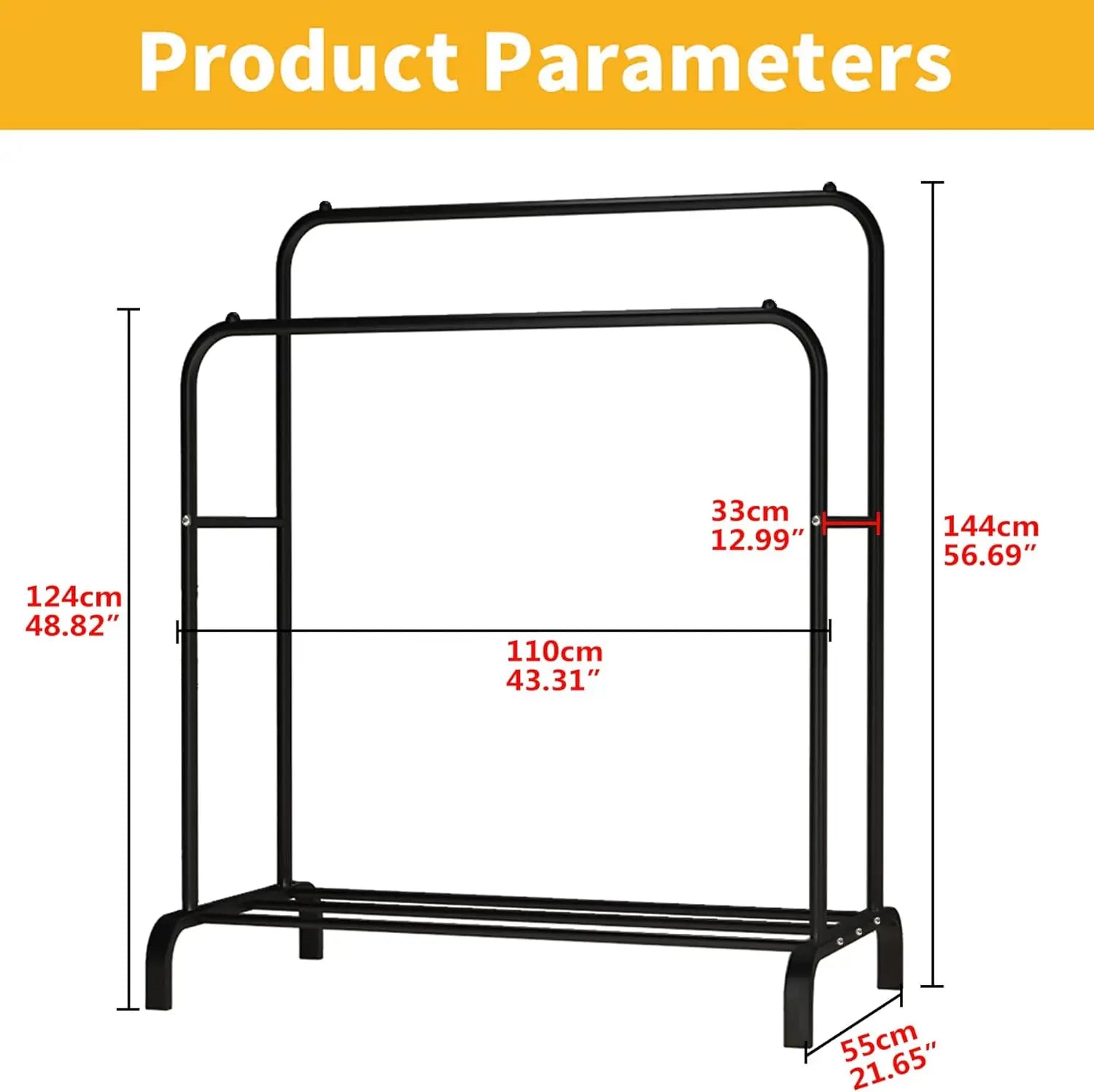 Portant double avec étagère à chaussures – Fer – vue produit 2