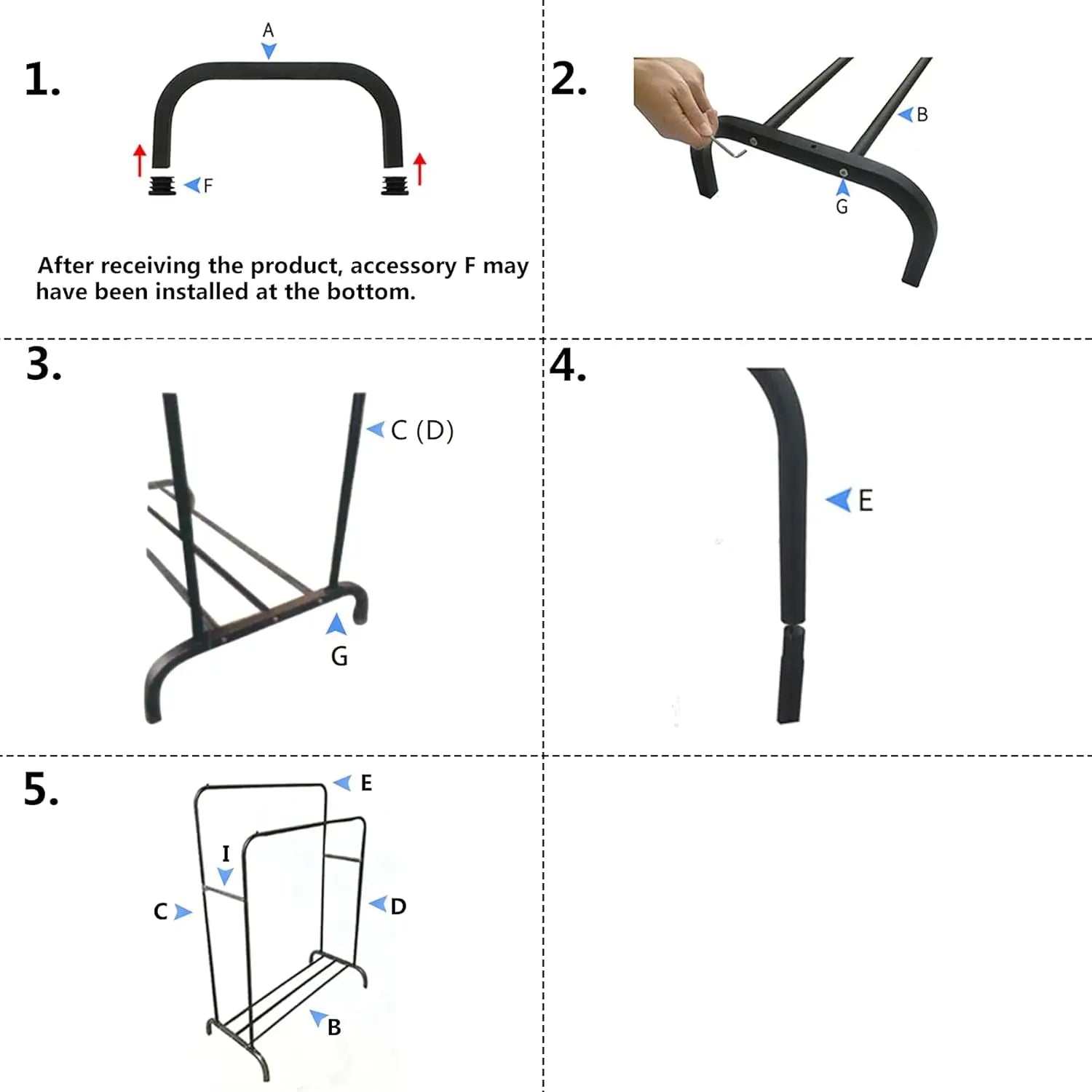 Portant double avec étagère à chaussures – Fer – vue produit 4