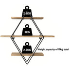 Étagère murale Diamant – Bois et métal noir – vue produit 8
