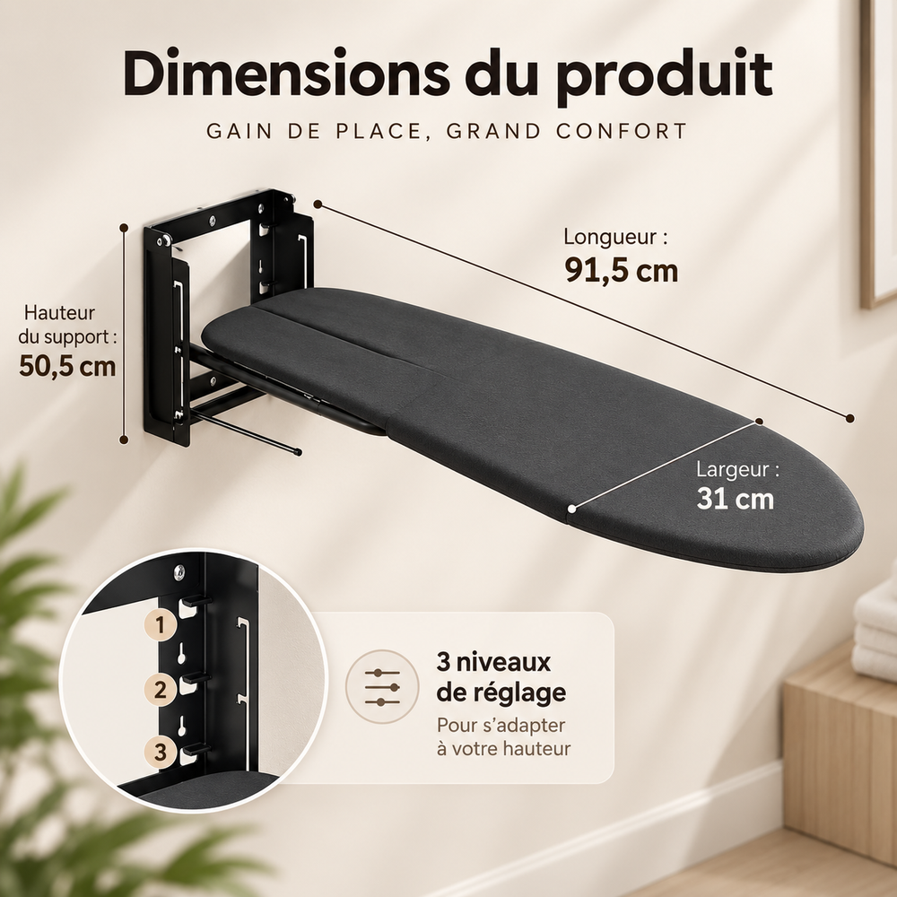 Table à repasser murale rabattable – Format compact