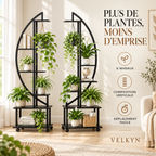 Étagère demi-lune – six niveaux, composition verticale et déplacement facile