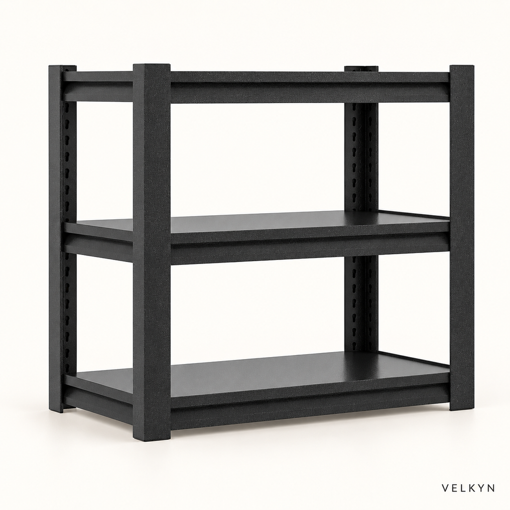 Étagère modulable noire 80 × 40 × 80 cm – vue isométrique VELKYN