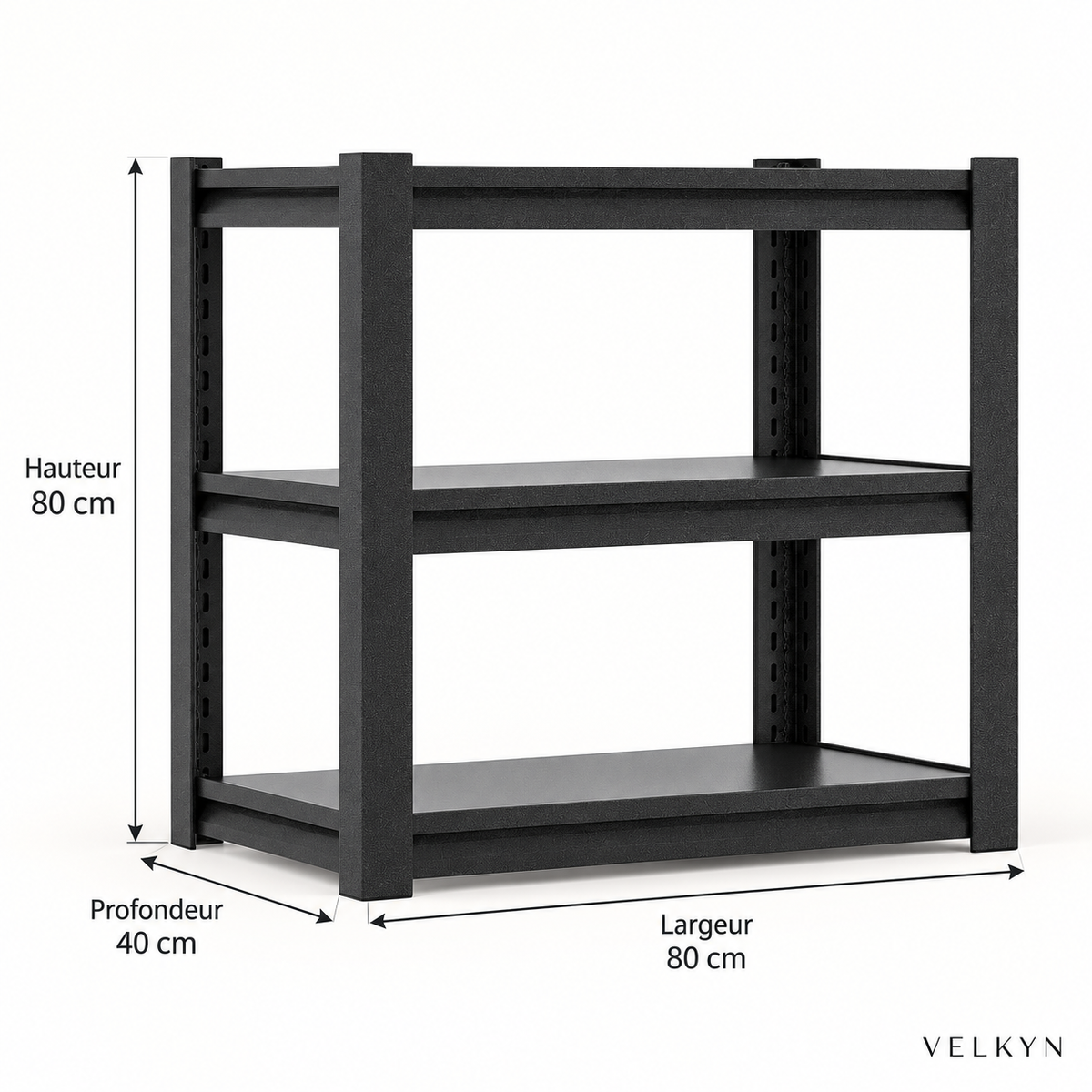Étagère modulable noire – dimensions 80 × 40 × 80 cm