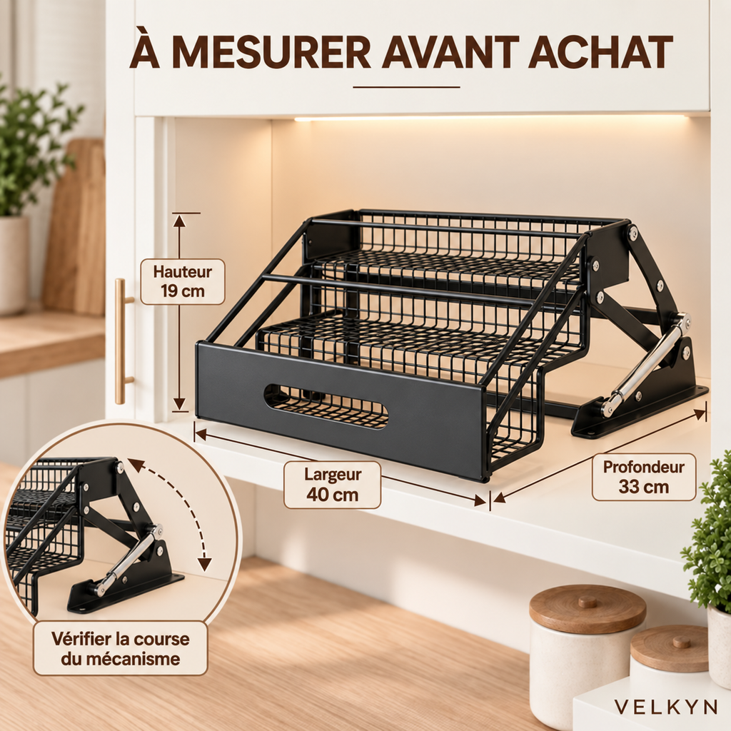 Étagère de placard escamotable – 3 niveaux
