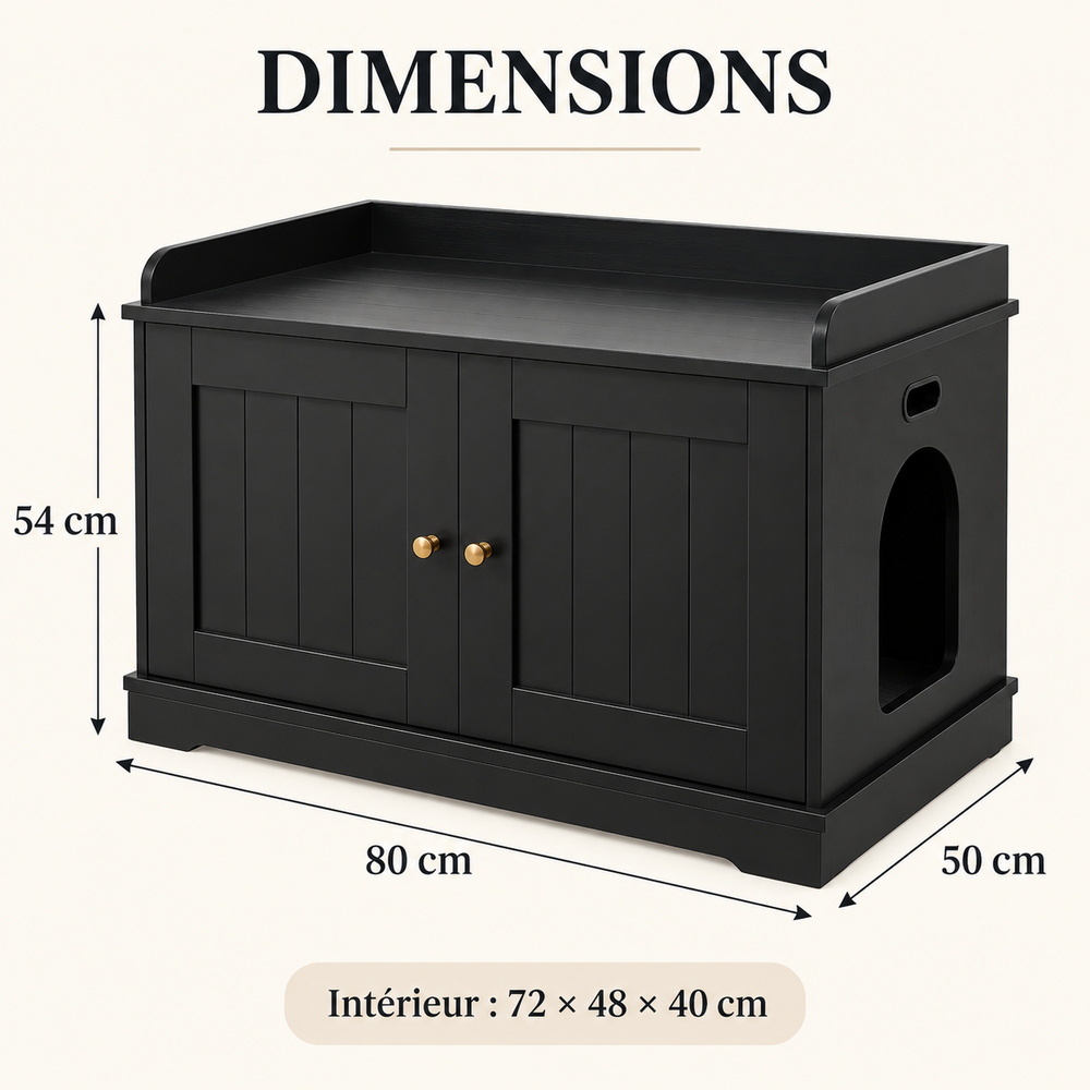 Meuble cache-litière VELKYN — dimensions