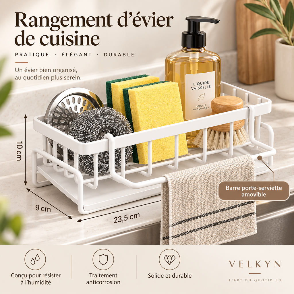 Organiseur d’évier avec bac d’écoulement