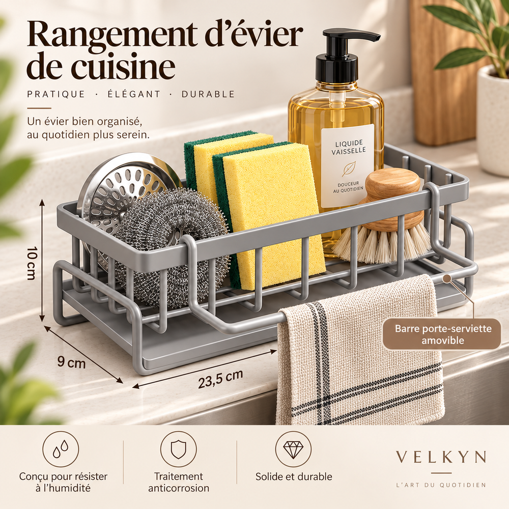 Organiseur d’évier avec bac d’écoulement