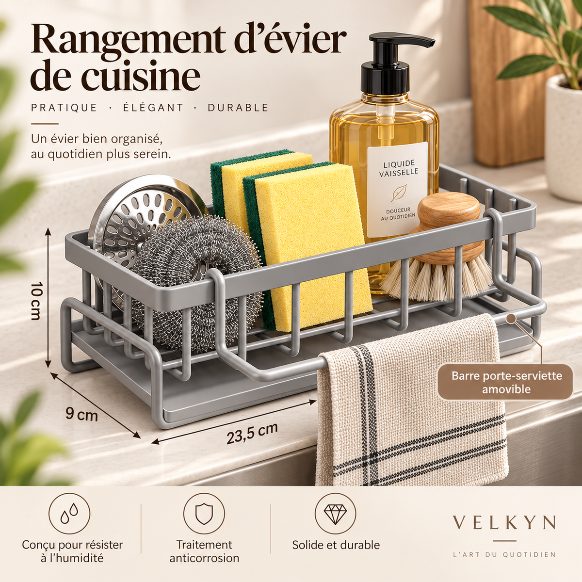 Organiseur d’évier avec bac d’écoulement