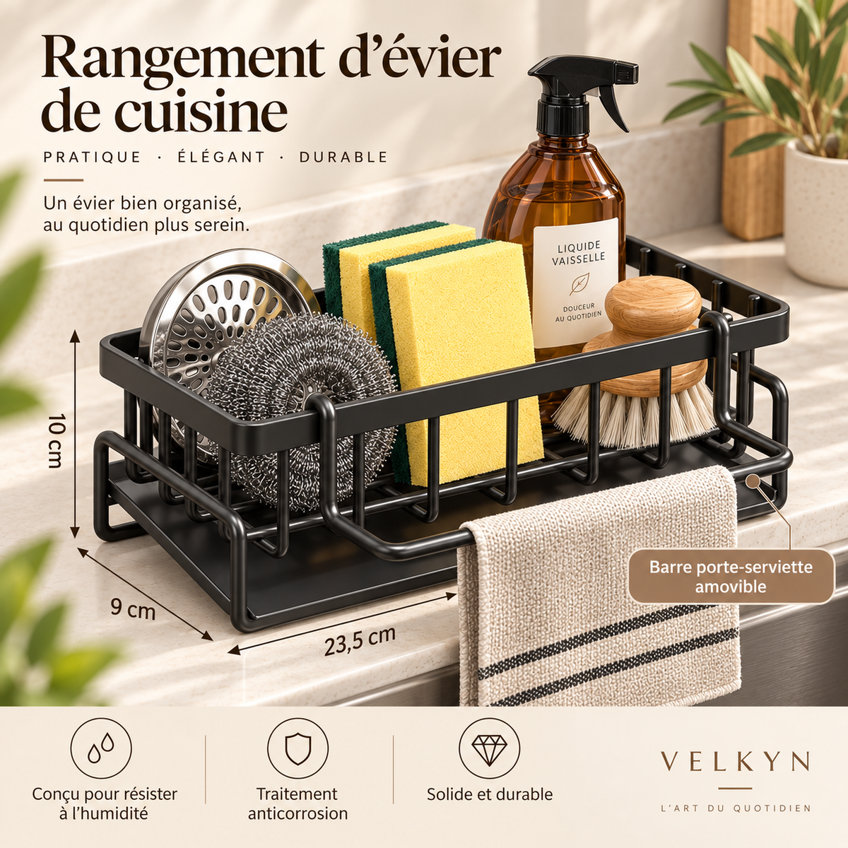 Organiseur d’évier avec bac d’écoulement