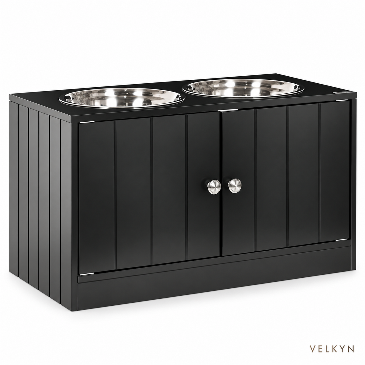 Support de gamelles surélevé VELKYN, vue isométrique sur fond blanc
