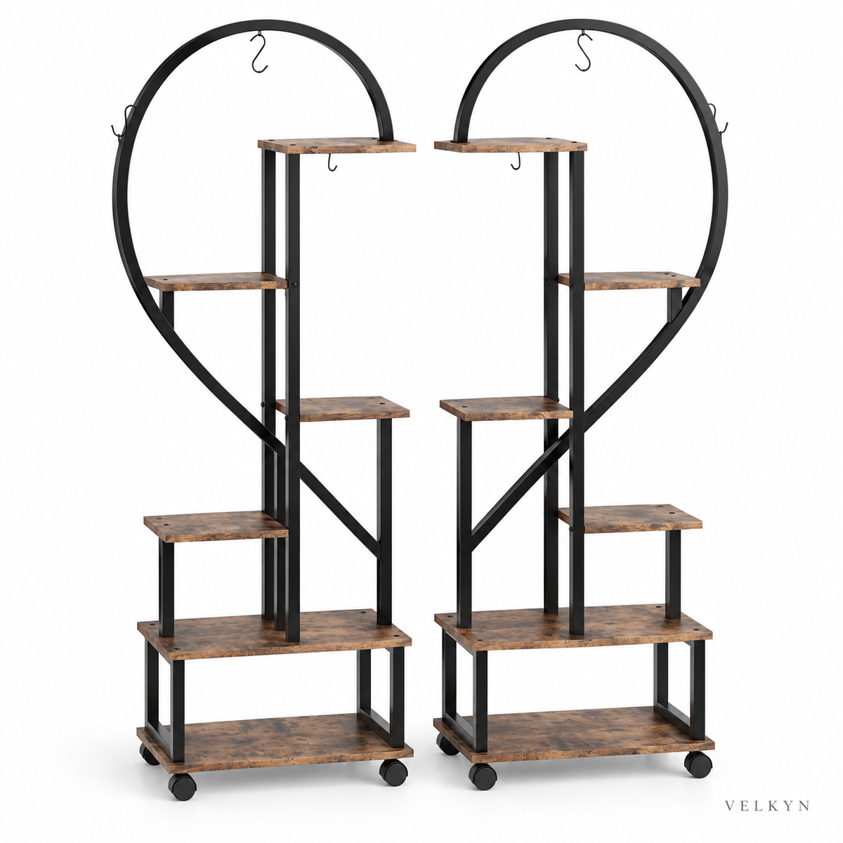 Supports pour plantes Cœur lot de 2 – vue isométrique sur fond blanc VELKYN