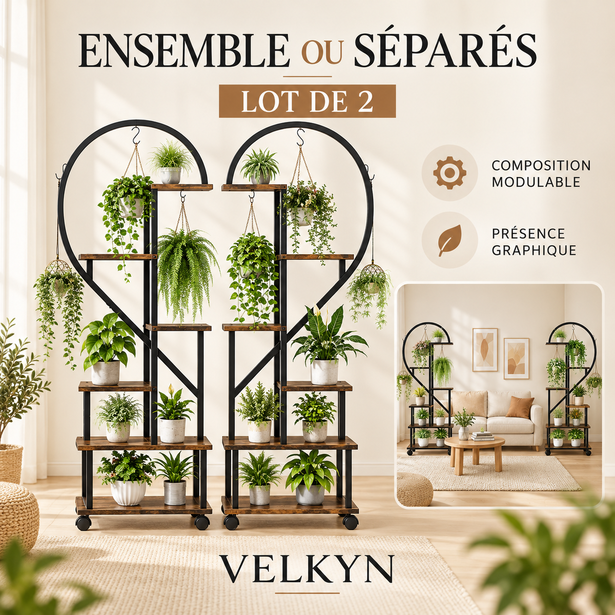 Supports pour plantes Cœur – ensemble ou séparés