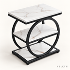 Table à cadre circulaire blanche VELKYN — vue isométrique