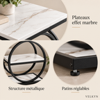 Table à cadre circulaire blanche VELKYN — matières et détails