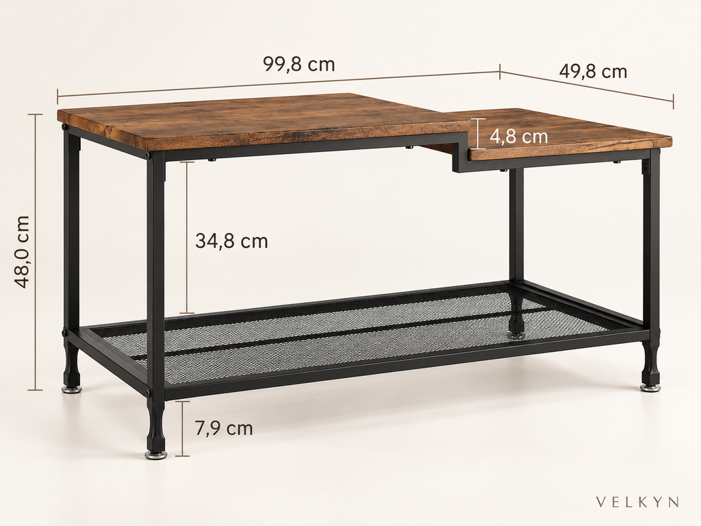 Table basse industrielle – 2 niveaux