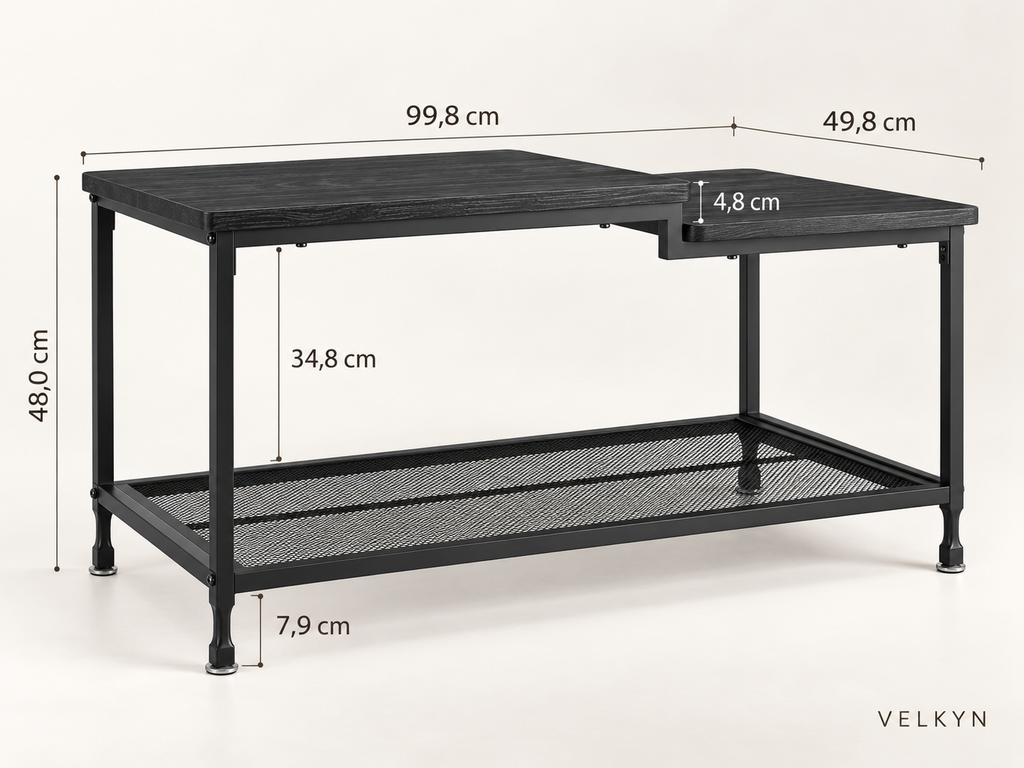 Table basse industrielle – 2 niveaux